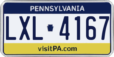 PA license plate LXL4167