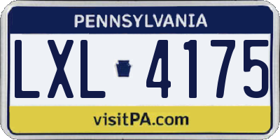 PA license plate LXL4175