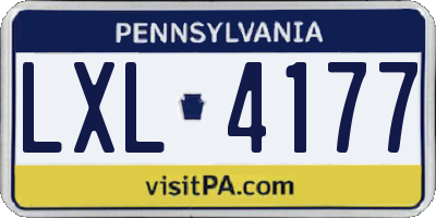 PA license plate LXL4177