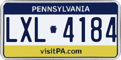 PA license plate LXL4184