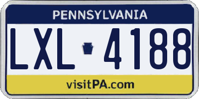 PA license plate LXL4188