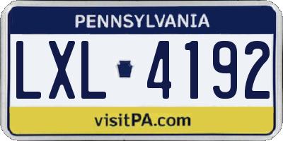 PA license plate LXL4192