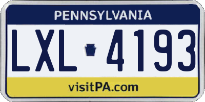 PA license plate LXL4193