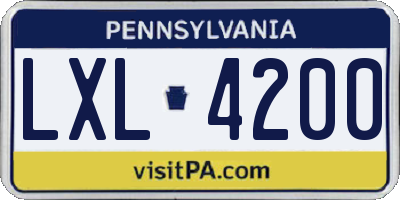 PA license plate LXL4200