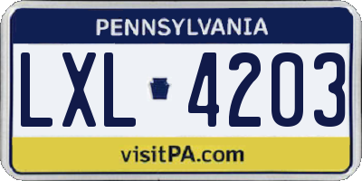 PA license plate LXL4203