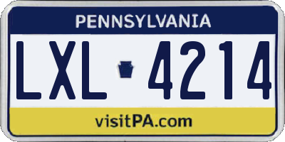 PA license plate LXL4214