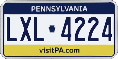 PA license plate LXL4224