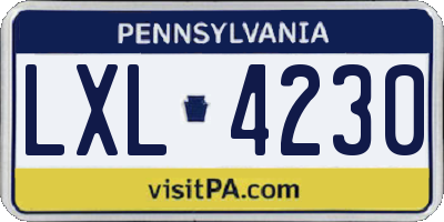 PA license plate LXL4230