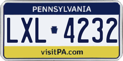 PA license plate LXL4232