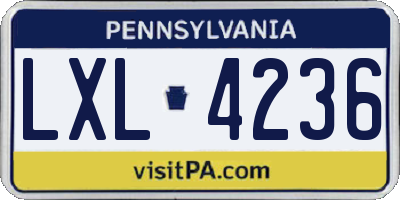 PA license plate LXL4236