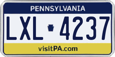 PA license plate LXL4237