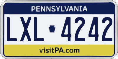 PA license plate LXL4242