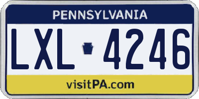 PA license plate LXL4246