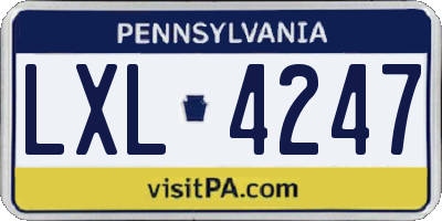PA license plate LXL4247