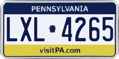 PA license plate LXL4265