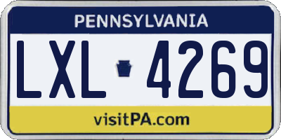 PA license plate LXL4269