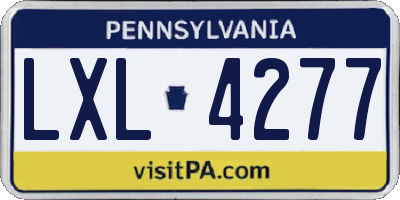 PA license plate LXL4277