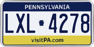 PA license plate LXL4278