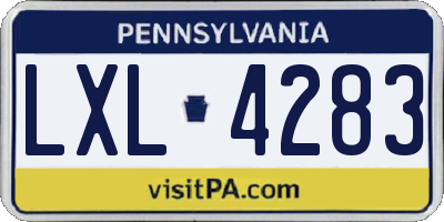PA license plate LXL4283
