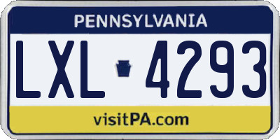 PA license plate LXL4293