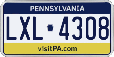PA license plate LXL4308