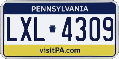 PA license plate LXL4309
