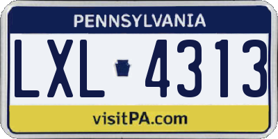 PA license plate LXL4313