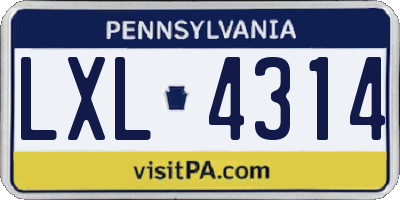 PA license plate LXL4314