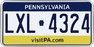 PA license plate LXL4324