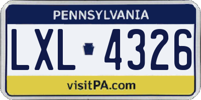 PA license plate LXL4326