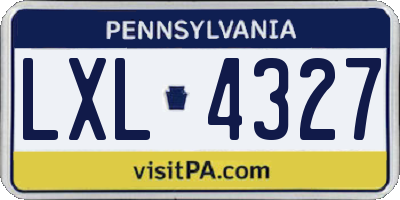 PA license plate LXL4327