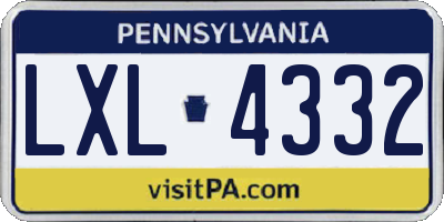 PA license plate LXL4332