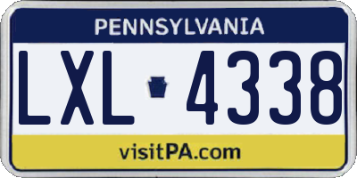 PA license plate LXL4338