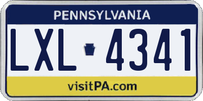 PA license plate LXL4341