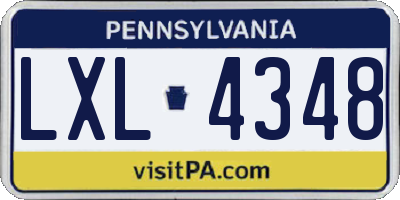 PA license plate LXL4348