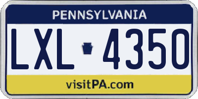 PA license plate LXL4350