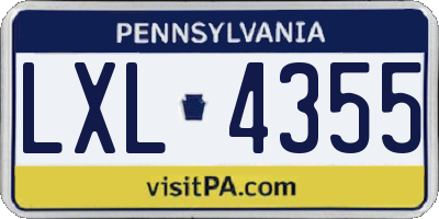 PA license plate LXL4355