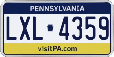 PA license plate LXL4359