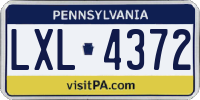 PA license plate LXL4372
