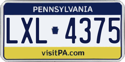 PA license plate LXL4375