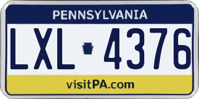 PA license plate LXL4376
