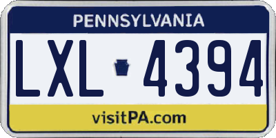 PA license plate LXL4394