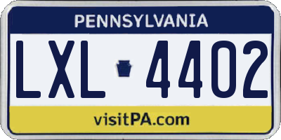 PA license plate LXL4402