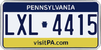 PA license plate LXL4415