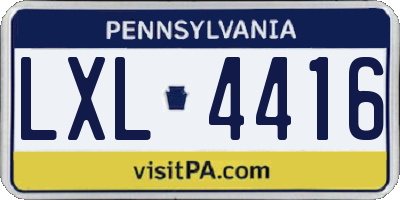PA license plate LXL4416