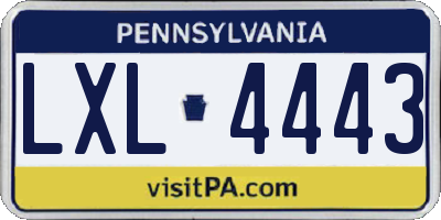 PA license plate LXL4443