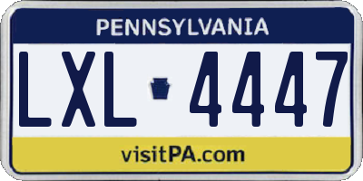 PA license plate LXL4447