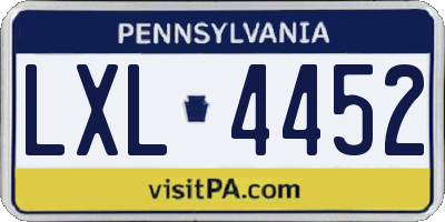 PA license plate LXL4452