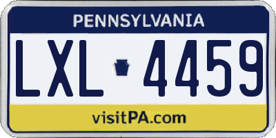 PA license plate LXL4459