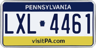 PA license plate LXL4461